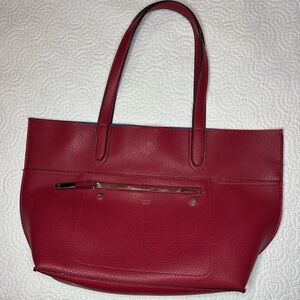Chic Red Leather Tote Bag